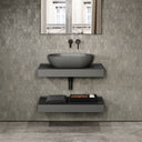 Stone Wall Hung Countertop Basin Shelf & Towel Shelf (800mm Wide - Clay)