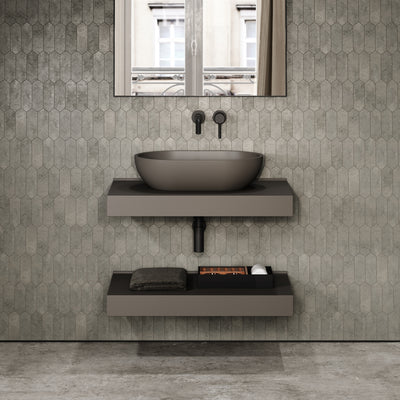 Stone Wall Hung Countertop Basin Shelf & Towel Shelf (800mm Wide - Earth)