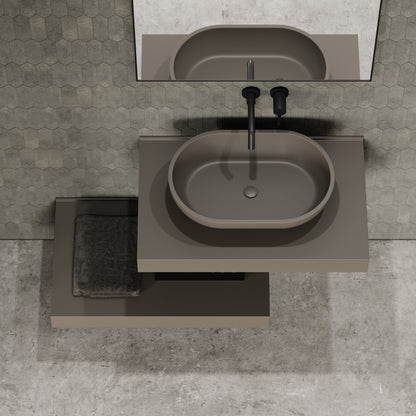 Stone Wall Hung Countertop Basin Shelf & Towel Shelf (800mm Wide - Earth)