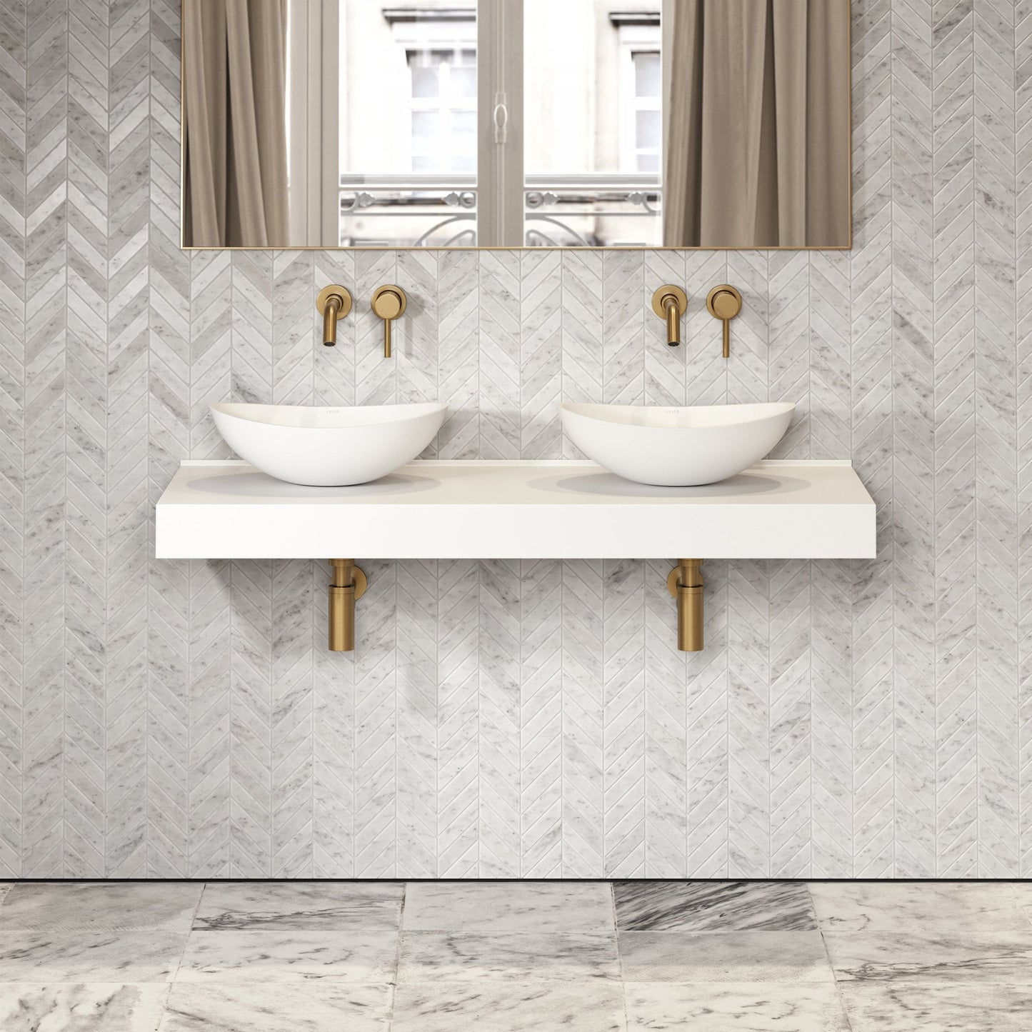 Stone Wall Hung Countertop Basin Shelf (1400mm Wide - Matte)