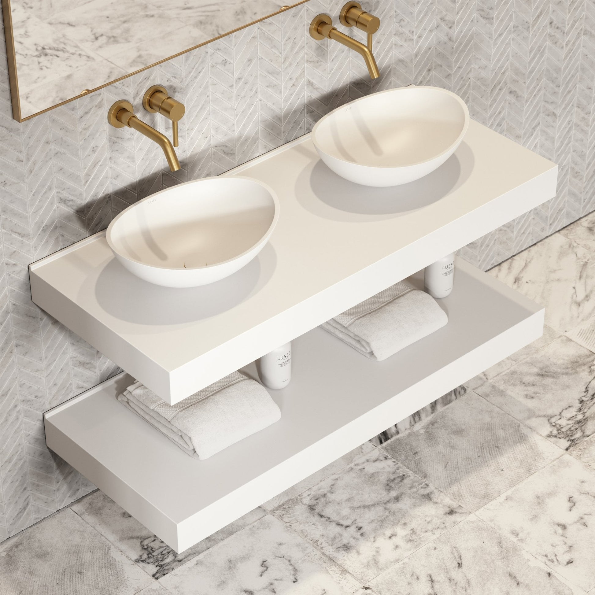 Stone Wall Hung Countertop Basin Shelf (1400mm Wide - Matte)
