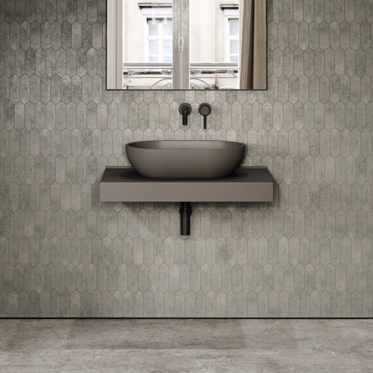 Stone Wall Hung Countertop Basin Shelf (800mm Wide - Earth)