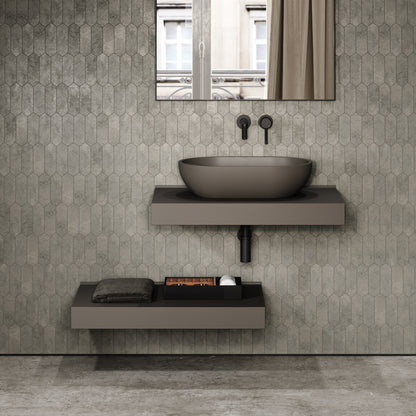 Stone Wall Hung Countertop Basin Shelf (800mm Wide - Earth)