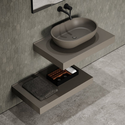 Stone Wall Hung Countertop Basin Shelf (800mm Wide - Earth)
