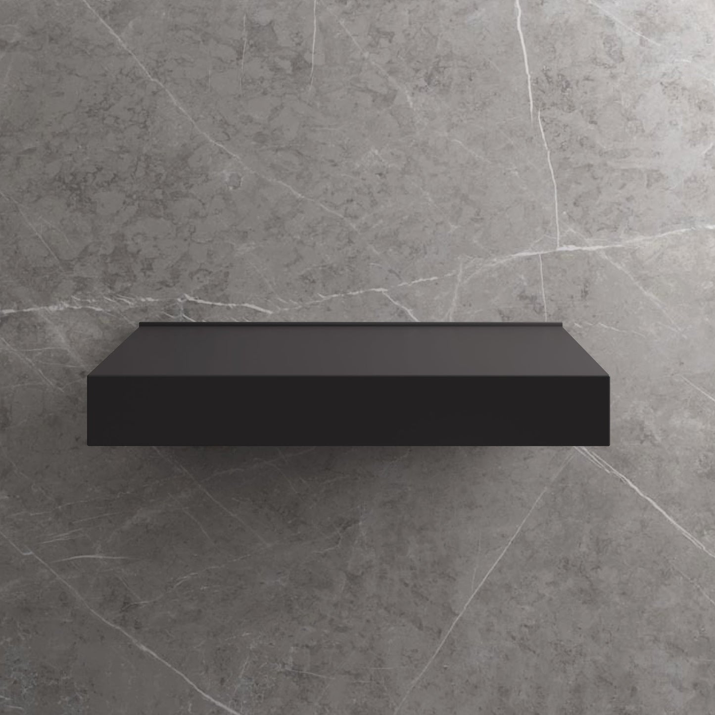 Stone Wall Hung Slimline Countertop Basin Shelf & Towel Shelf (660mm Wide - Charcoal)