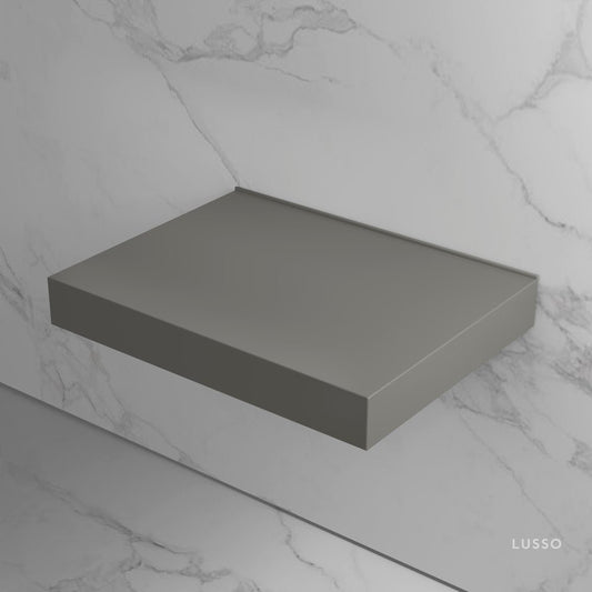 Stone Wall Hung Slimline Countertop Basin Shelf & Towel Shelf (660mm Wide - Clay)