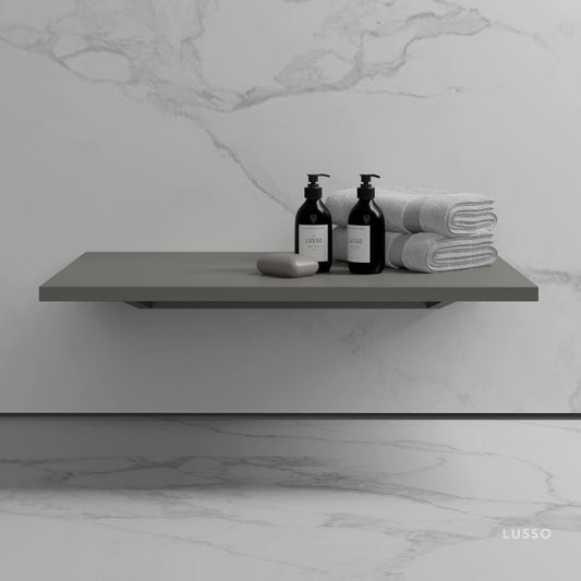 Stone Wall Hung Slimline Countertop Basin Shelf & Towel Shelf (660mm Wide - Clay)