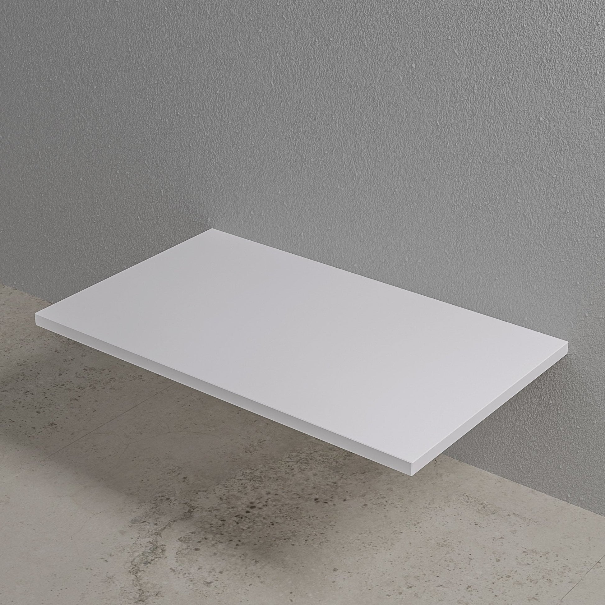 Stone Wall Hung Slimline Towel Shelf (660mm Wide - Polished White)