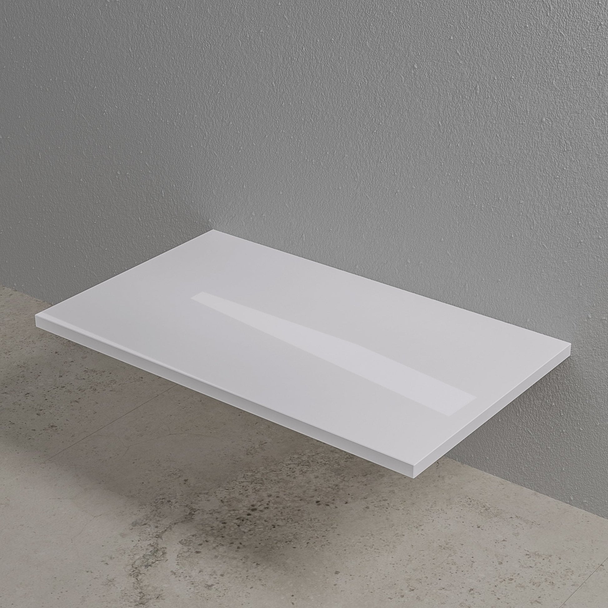 Stone Wall Hung Slimline Towel Shelf (660mm Wide - Polished White)