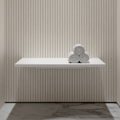 Stone Wall Hung Slimline Towel Shelf (660mm Wide - Polished White)