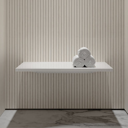Stone Wall Hung Slimline Towel Shelf (660mm Wide - Polished White)
