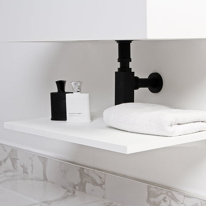 Stone Wall Hung Slimline Towel Shelf (660mm Wide - Polished White)