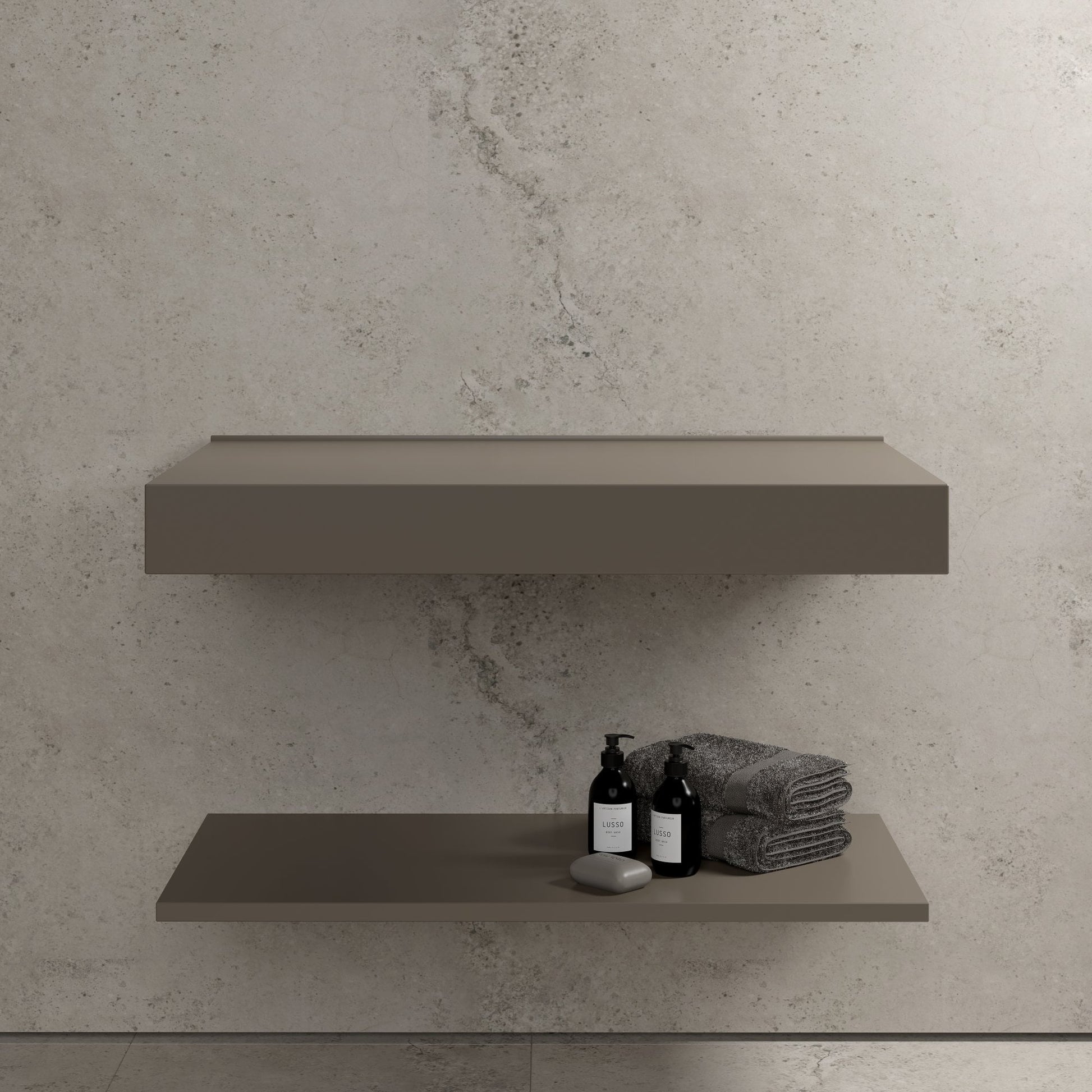 Stone Wall Hung Slimline Towel Shelf (800mm Wide - Earth)