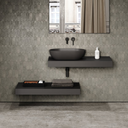 Stone Wall Hung Towel Shelf (1000mm Wide - Charcoal)