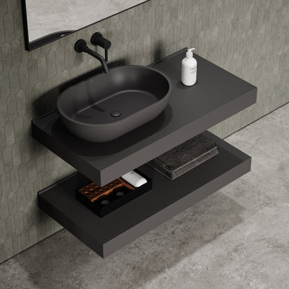 Stone Wall Hung Towel Shelf (1000mm Wide - Charcoal)