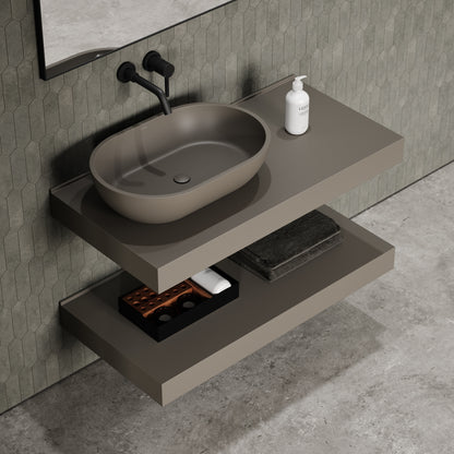 Stone Wall Hung Towel Shelf (1000mm Wide - Earth)