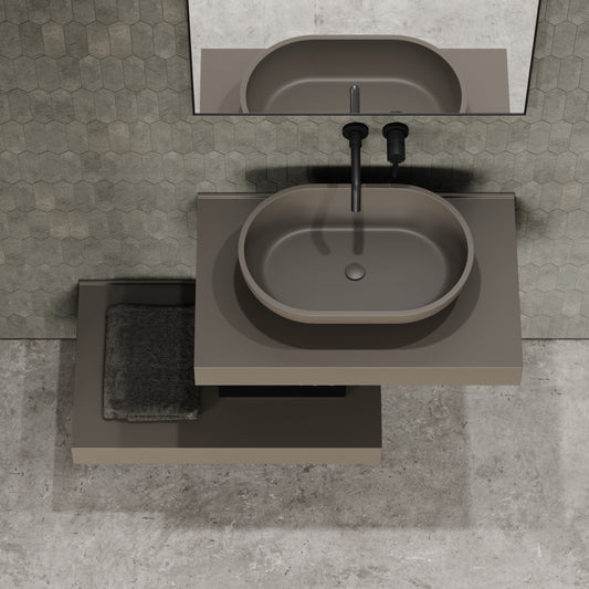 Stone Wall Hung Towel Shelf (800mm Wide - Earth)