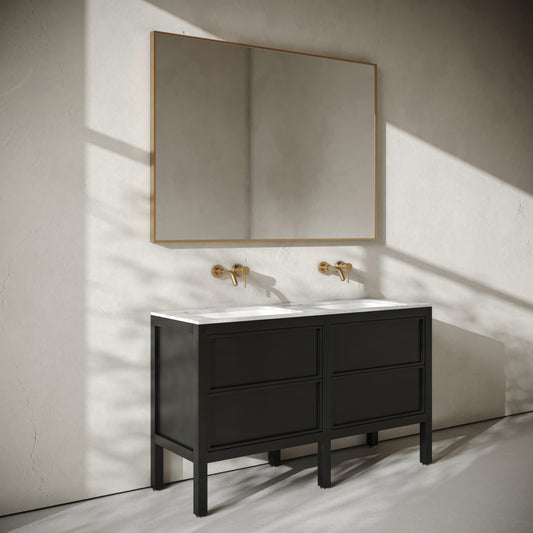 Stratford Bathroom Vanity Unit Black with Carrara Marble 1400mm