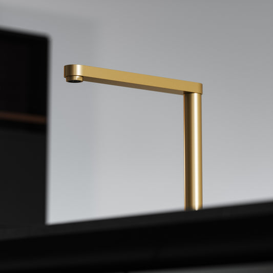 Tempo 2 Hole Brushed Gold Kitchen Tap with Swivel Spout