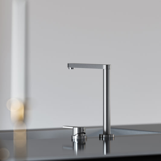 Tempo 2 Hole Brushed Stainless Kitchen Tap with Swivel Spout