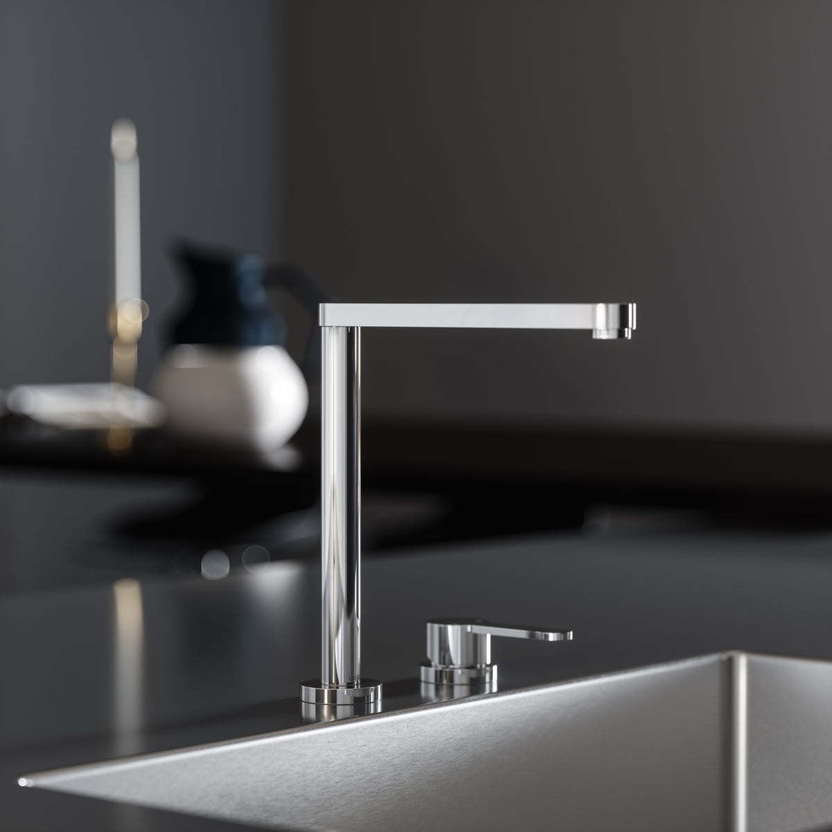 Push Button Timer Tapware Tempo 2 Hole Chrome Kitchen Tap with Swivel Spout - LUSSO