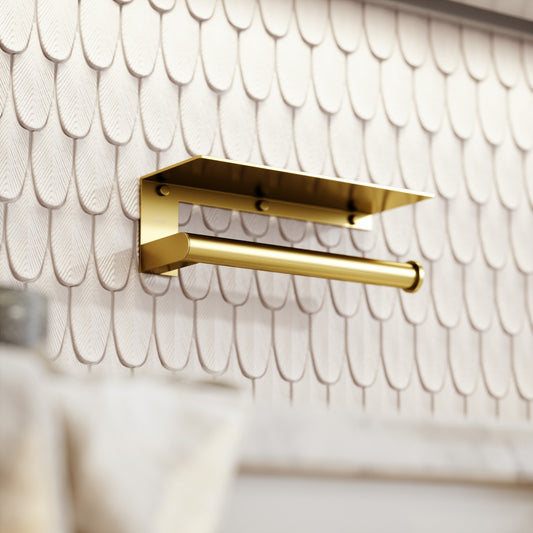 Tempo Brushed Gold Wall Mounted Kitchen Roll Holder