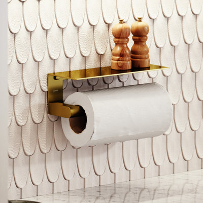 Tempo Brushed Gold Wall Mounted Kitchen Roll Holder