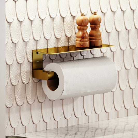 Tempo Brushed Gold Wall Mounted Kitchen Roll Holder