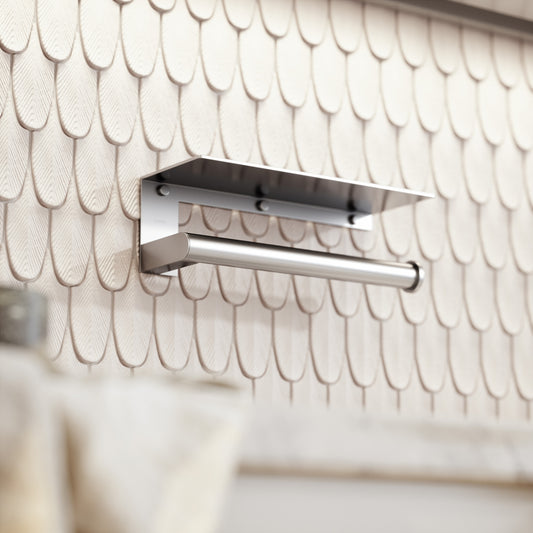 Tempo Brushed Stainless Wall Mounted Kitchen Roll Holder