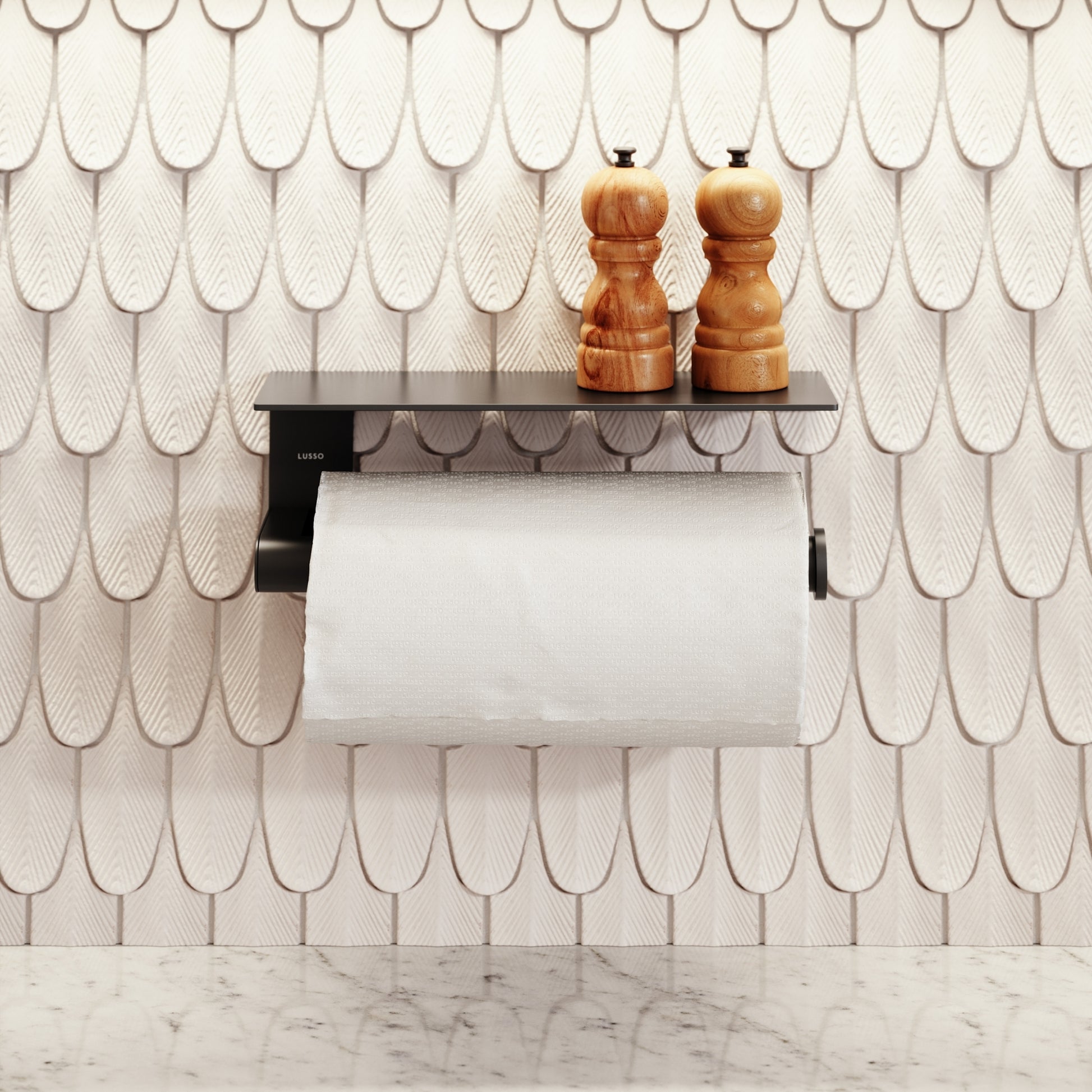 Tempo Matte Black Wall Mounted Kitchen Roll Holder