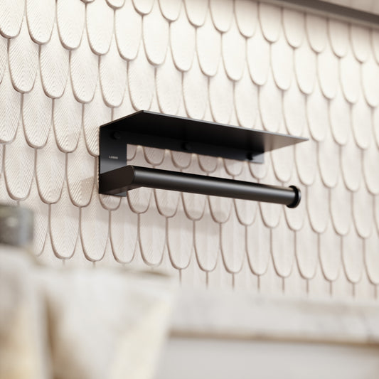 Tempo Matte Black Wall Mounted Kitchen Roll Holder