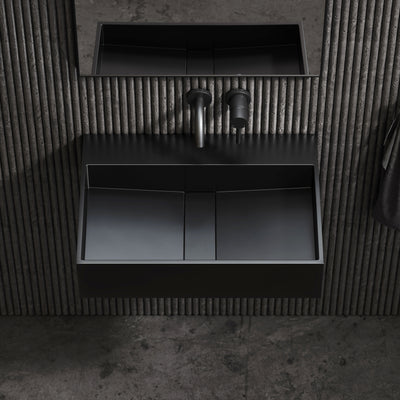 Thinn Matte Black Wall Mounted Basin 600mm