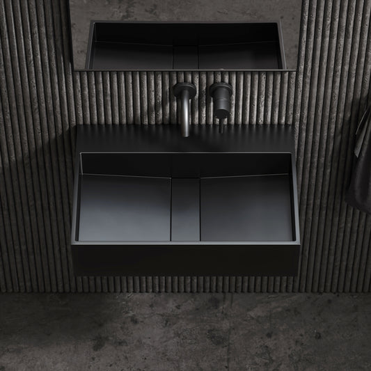 Thinn Matte Black Wall Mounted Basin 600mm