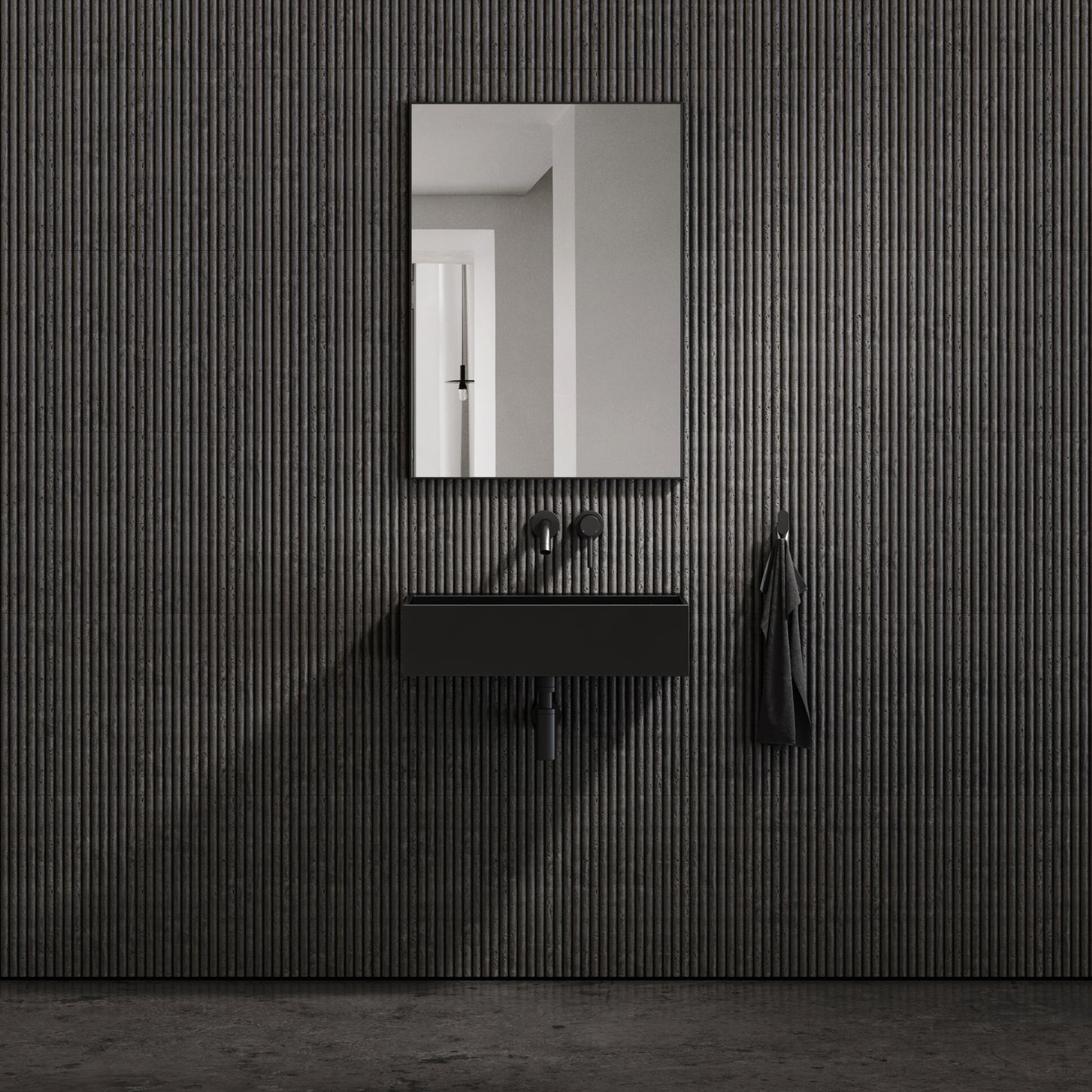 Thinn Matte Black Wall Mounted Basin 600mm