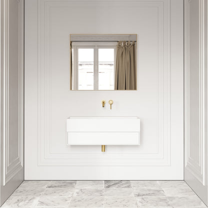 Thinn Matte White Vanity Unit with Stone Basin 900mm