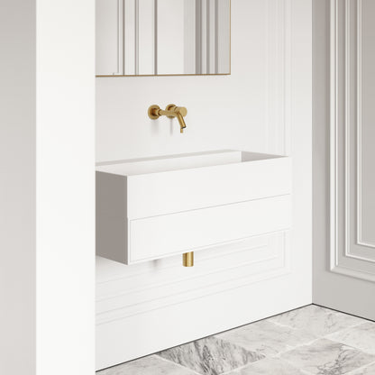 Thinn Matte White Vanity Unit with Stone Basin 900mm