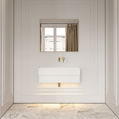 Thinn Matte White Vanity Unit with Stone Basin 900mm