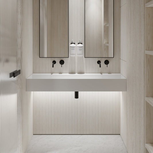 Thinn Wall Hung Double Stone Basin 1200mm