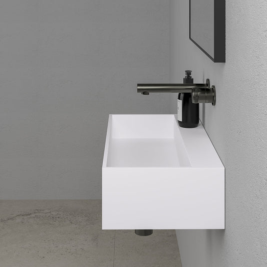 Thinn Wall Hung Stone Basin 600 x 300mm