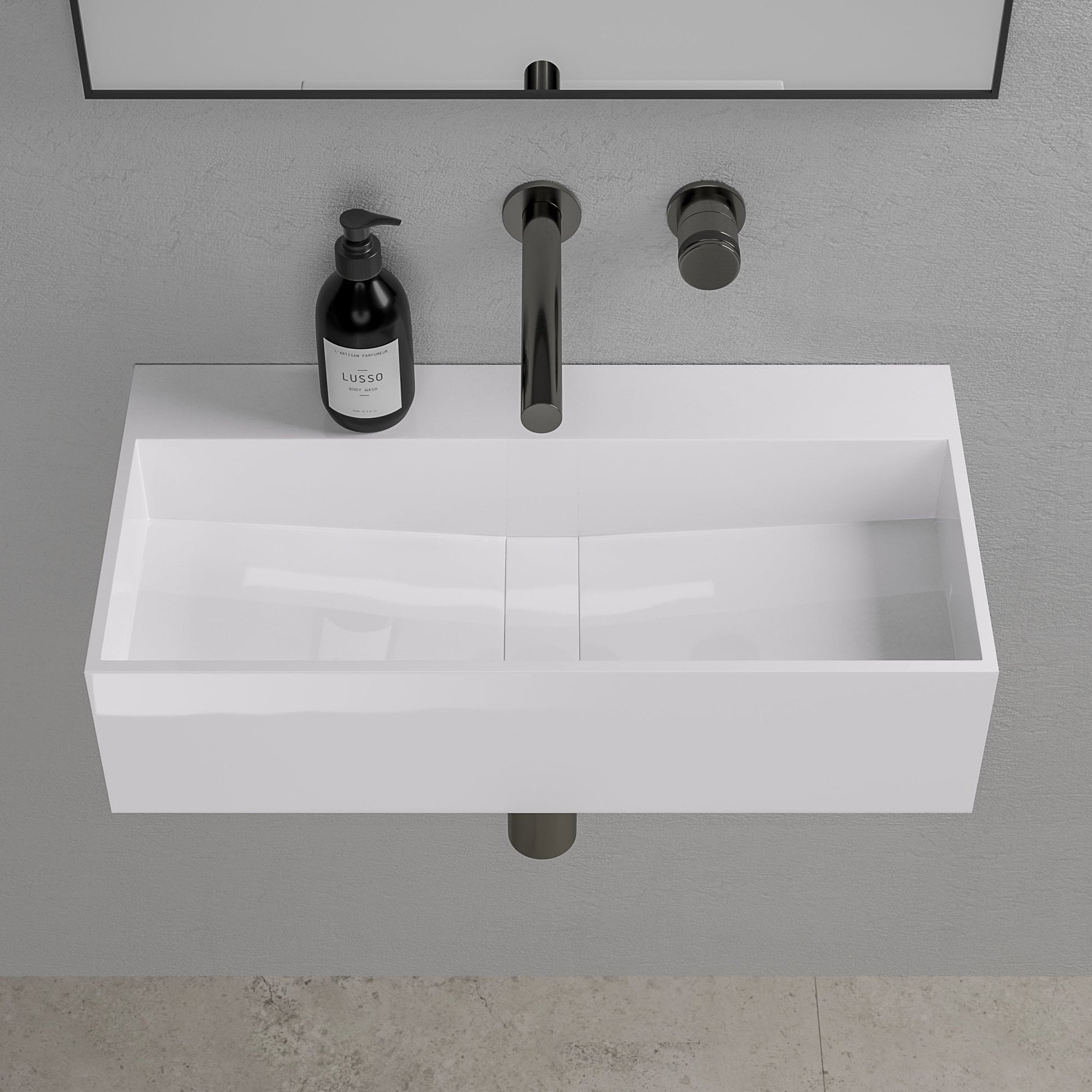 Thinn Wall Hung Stone Basin 600 x 300mm