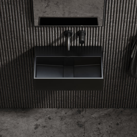 Thinn Wall Mounted Matte Black Basin 500mm