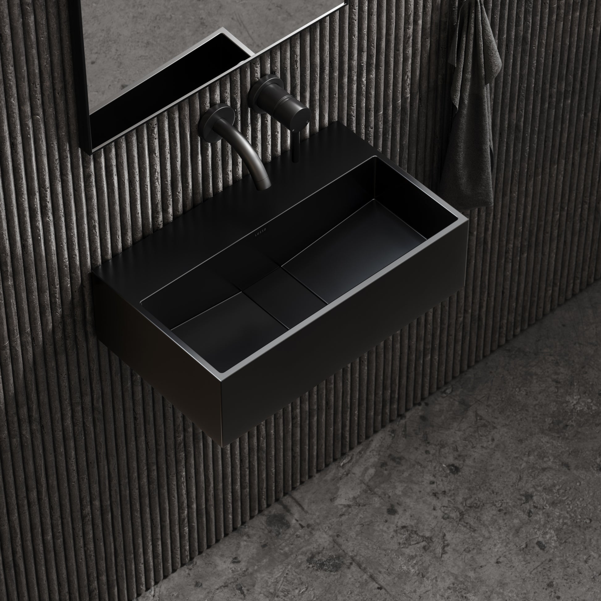 Thinn Wall Mounted Matte Black Basin 500mm