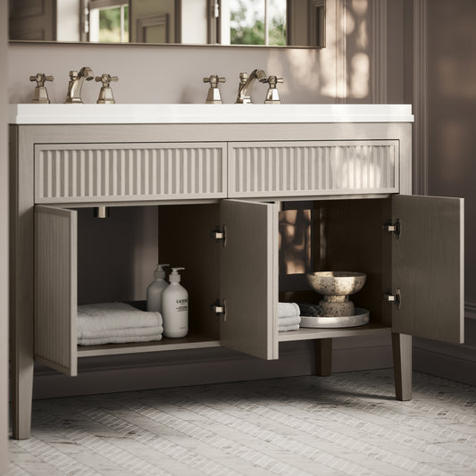 Tiffany Velvet Beige Wood Grain Double Vanity Unit 1200mm