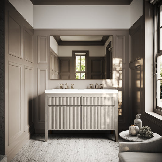 Tiffany Velvet Beige Wood Grain Double Vanity Unit 1200mm