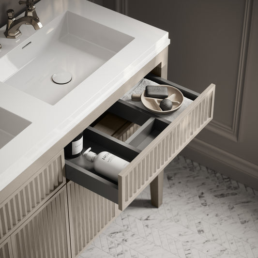 Tiffany Velvet Beige Wood Grain Double Vanity Unit 1200mm