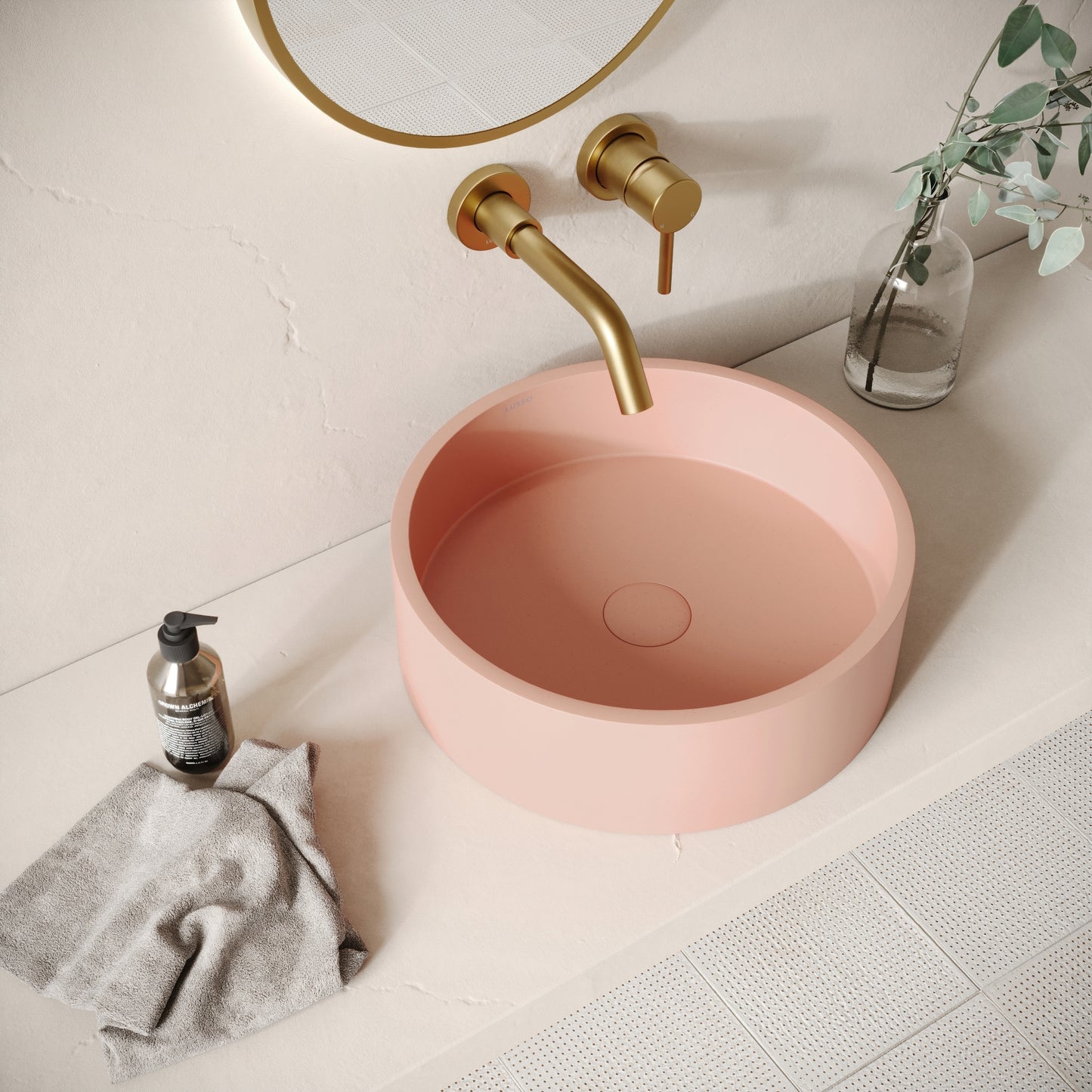 Tondo Blush Concrete Countertop Basin 390mm