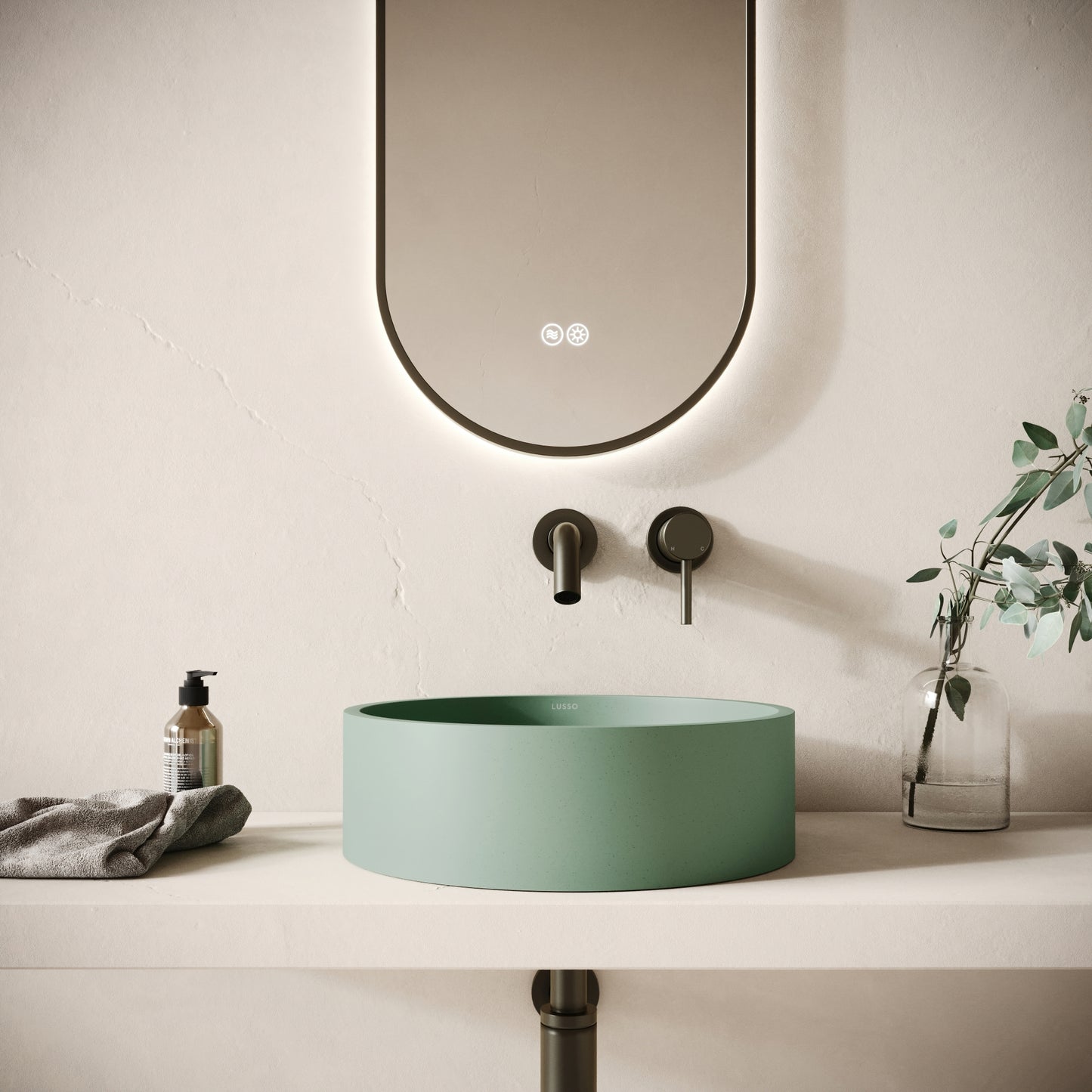 Tondo Seafoam Concrete Countertop Basin 390mm