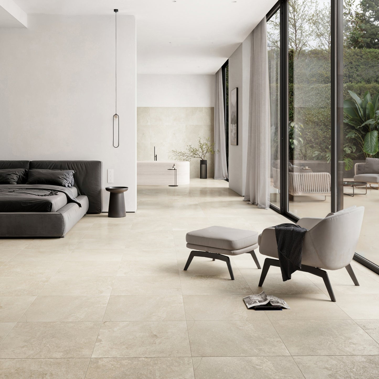 Torino Beige True Limestone Porcelain Wall or Floor Tile 600 x 600mm