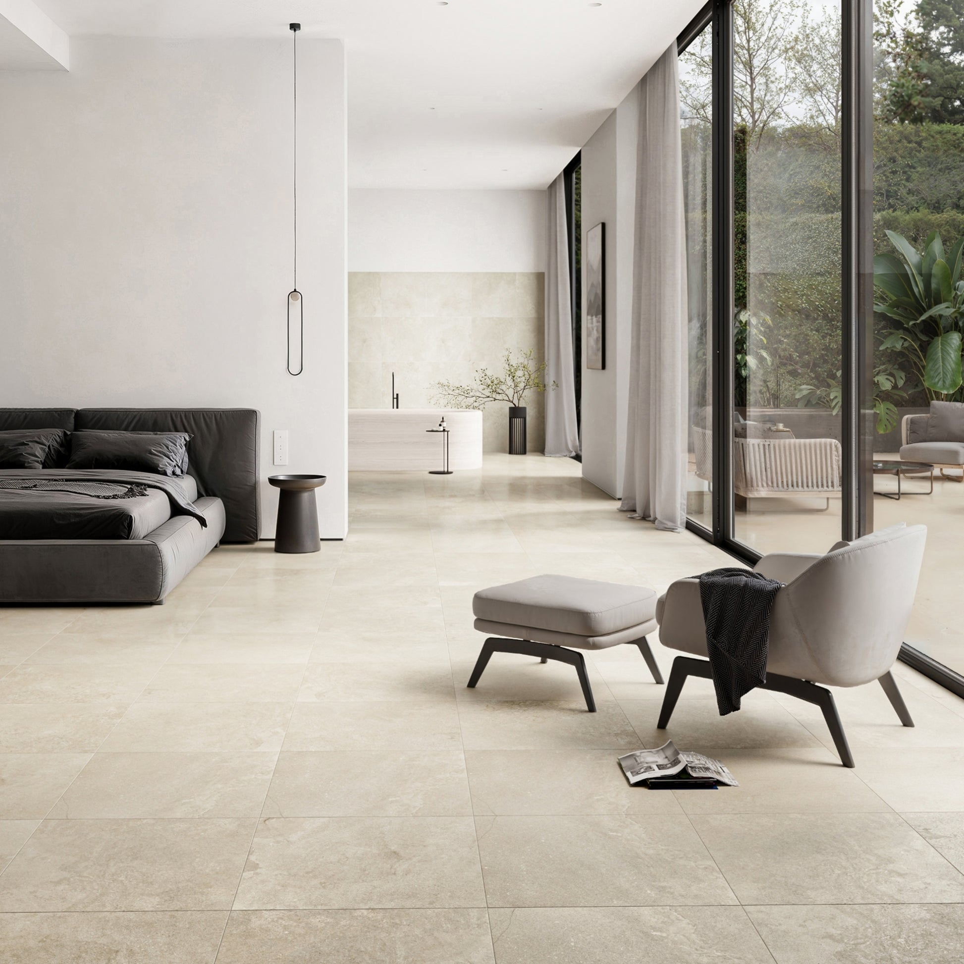 Torino Beige True Limestone Porcelain Wall or Floor Tile 600 x 600mm