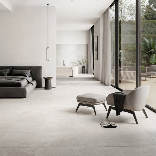 Torino Crema True Limestone Porcelain Wall or Floor Tile 600 x 600mm